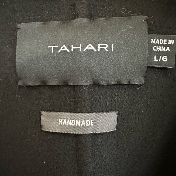 Tahari Elliot Black Wool Blend Wrap Coat Size L NWT - Picture 7 of 10